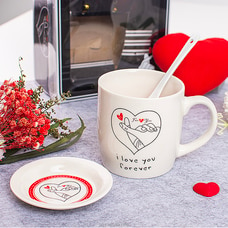 `I Love You Forever` Ceramic Mug and Saucer Gift set for Valentine  Online for specialGifts