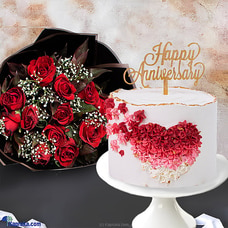 Eternal Passion Celebration Package - Red Rose Bouquet with Cake at Kapruka Online