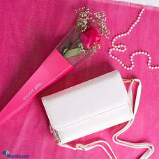 Elegant Mother`s Day Duo -  Adarei Amma Single Pink Rose With Shoulder Bag Buy mothers day Online for specialGifts