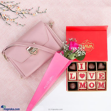 Adarei Amma Delight Trio: Java `I Love You` 12 Piece Chocolate Box, Pinky Wallet  Free Single Pink Rose Buy Gift Sets Online for specialGifts
