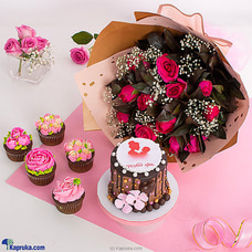 'ආදරෙයි අම්මා' Sweet Moments Mother's Day 12 Pink Rose Boquet With Chocolate Bento at Kapruka Online