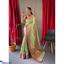 Shop in Sri Lanka for Pure Cotton Linen Saree With Copper And Rose Gold Zari Jaal Motifis