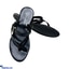 Shop in Sri Lanka for TOE CROSSED STRAPPED ANKLE BUCKLE LADIES FLAT SANDAL - BLACK AND SILVER - SUMMER FOOTWEAR FOR GIRLS