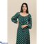 Shop in Sri Lanka for Polka Dot Elegance Long Sleeve Dress - Green And Beige