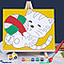 Shop in Sri Lanka for Pre Drawn Kitty Canvas For Painting For Kids With Paint Pots (24x30) AJ0599