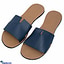 Shop in Sri Lanka for Blue Wide Open Slit Leather Slipper -Ladies Casual Footwear  - Comfortable Teens Summer Flats Sandals - Size 36