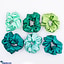 Shop in Sri Lanka for Green Shades Pack Of Six Scrunchies - Luxury Scrunchies - Hair Scrunchy For Girls - Ladies Head Bands - Hair Accessories For Women - 06 In 01 Pack