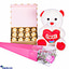 Shop in Sri Lanka for Pink Rose With Teddy And 12 Piece Of Ferrero Chocolates- Gift For Her