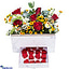 Shop in Sri Lanka for Graceful Rose Garden Flower Arrangement With Red Rose, Chrysanthemum And Java Heart Chocolate