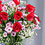 Shop in Sri Lanka for Passion Blooms In Purple And Red Vase - 15 Red Rose With Chrishanthimus