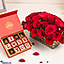 Shop in Sri Lanka for Couture Love Collection - 30 Red Rose Blooms With Handbag And Java Chocolate Assortment