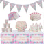 Shop in Sri Lanka for 7 In 1 Pink Birthday Decorations With Birthday Flags, 6 Hats, Plates , Napkins, Blow Outs Whistles And Table Cloth - AJ0614