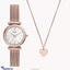 Shop in Sri Lanka for Fossil Carlie Three- Hand Rose Gold- Tone Stainless Steel Mesh Watch And Necklace Box Set ES5314SET