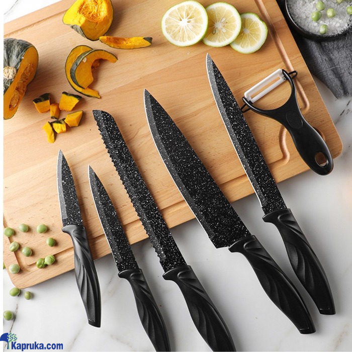 Premium 6- Piece Black Kitchen Knife Set With Non- Stick Coating And Ergonomic Handles Online at Kapruka | Product# EF_PC_HOME0V18P00011