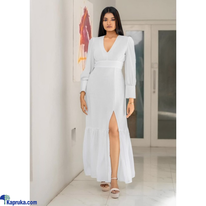 Claire V- Neck Tiered Front Slit Maxi Dress Online at Kapruka | Product# EF_PC_CLOT0V150POD00075
