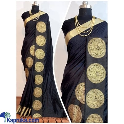 Black Color Banarasi Silk Saree & Golden Weaving Border Online at Kapruka | Product# EF_PC_CLOT0V154POD00077
