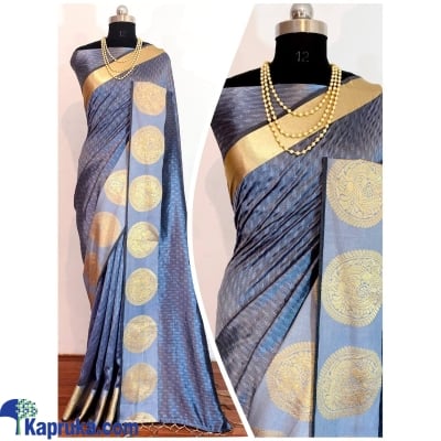 Gray Color Banarasi Silk Saree & Golden Weaving Border Online at Kapruka | Product# EF_PC_CLOT0V154POD00079