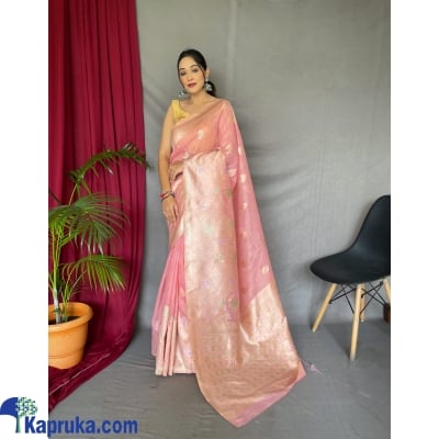 Pure Linen Slub Silk Saree With Original Zari Weaving , Exclusive Meena Work Online at Kapruka | Product# EF_PC_CLOT0V154POD00231