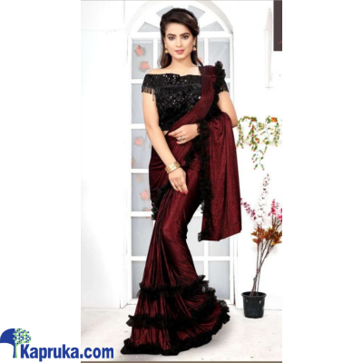 Maroon Stylish Saree With Stitched Blouse Online at Kapruka | Product# EF_PC_CLOT0V154POD00238