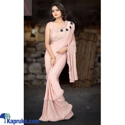 Peach Stylish Saree With Stitched Blouse Online at Kapruka | Product# EF_PC_CLOT0V154POD00240