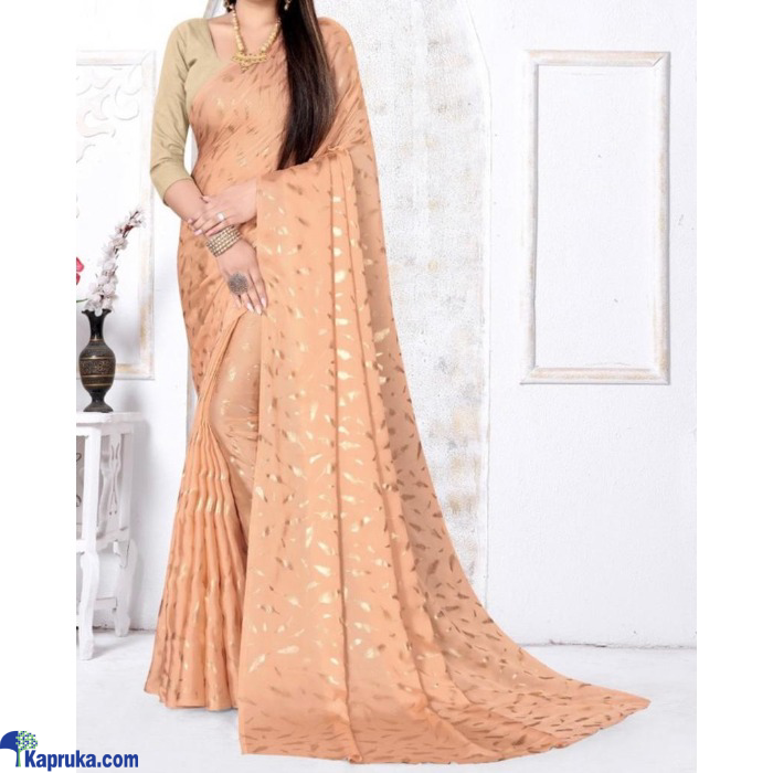 Feathers Gold Foil Printed In Satin Saree Ans Glod Banglori Silk Blouse Online at Kapruka | Product# EF_PC_CLOT0V154POD00270