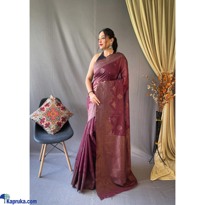 Pure Linen Tissue Saree With Copper Jari Online at Kapruka | Product# EF_PC_CLOT0V154POD00276