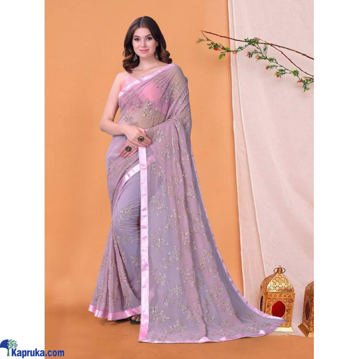 Embroidered With Sequins Work And Piping Lace Border Saree Online at Kapruka | Product# EF_PC_CLOT0V154POD00295