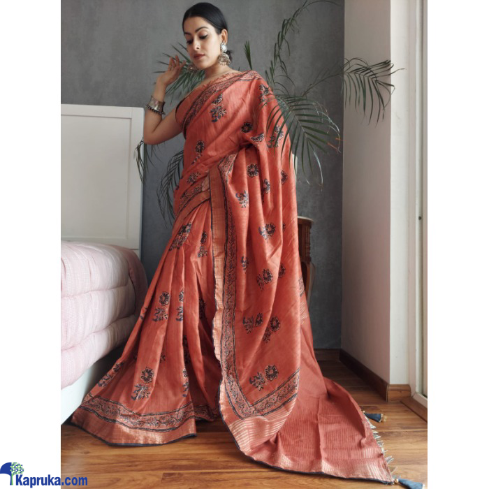 Handloom Cotton Silk Saree With Trendy Prints And Piping Border Online at Kapruka | Product# EF_PC_CLOT0V154POD00324