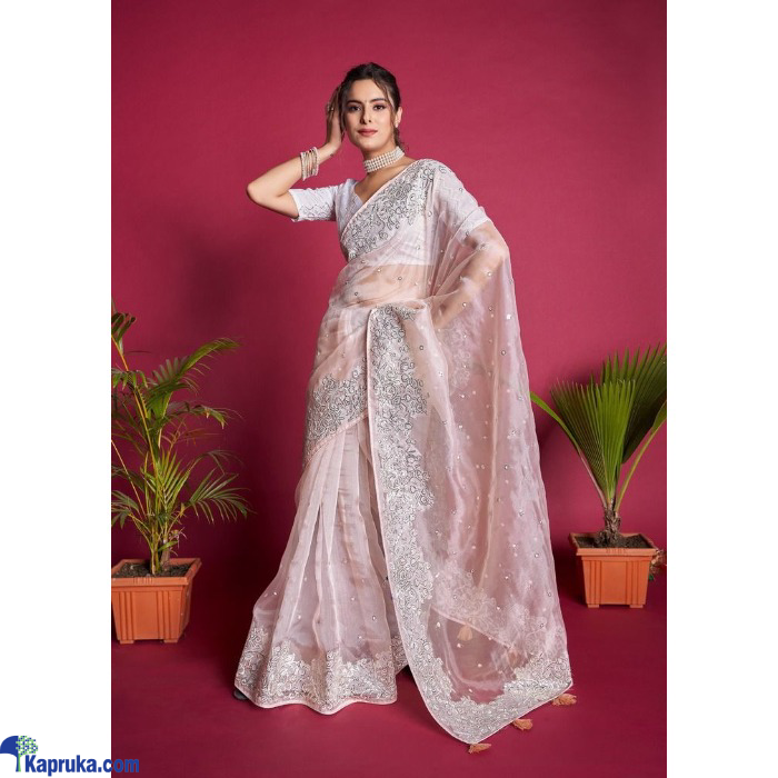 Pure Organza Seqnce & Thread Work In All Over Saree With Tassels Online at Kapruka | Product# EF_PC_CLOT0V154POD00326