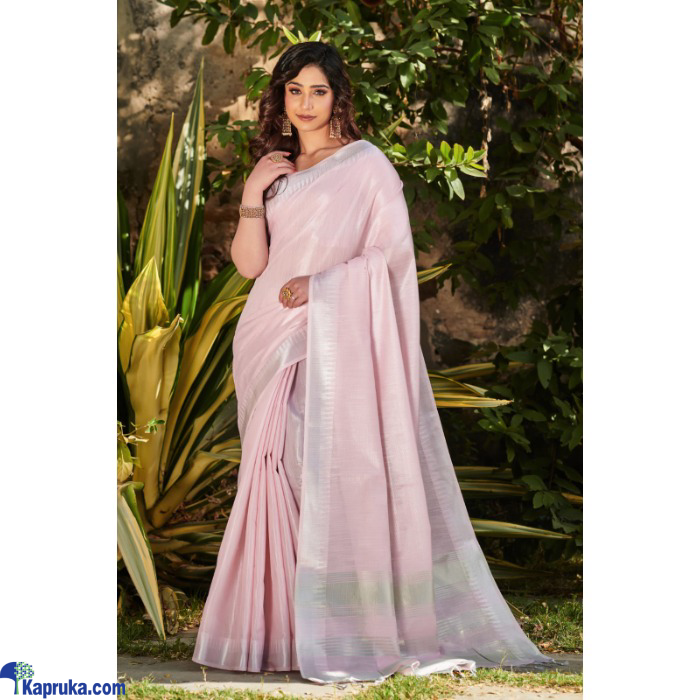 Pure Tissue Linen Saree With Silver Zari Weaves Temple Border Online at Kapruka | Product# EF_PC_CLOT0V154POD00339