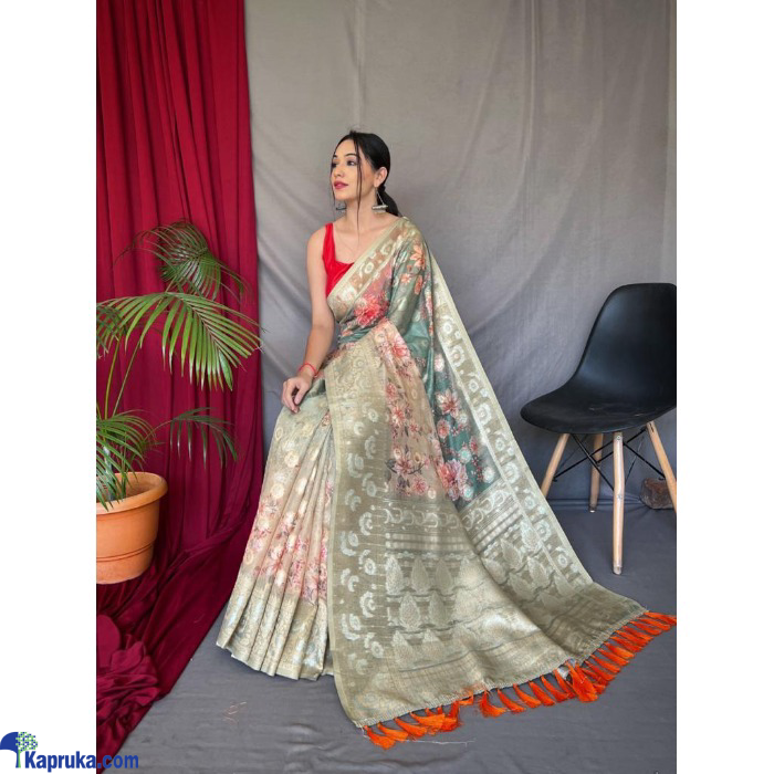 Pure Mushroom Silk Mix Zari Saree With Silver Weaving Online at Kapruka | Product# EF_PC_CLOT0V154POD00354
