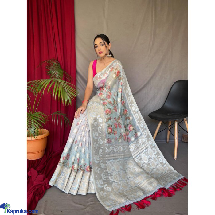 Pure Mushroom Silk Mix Zari Saree With Silver Weaving Online at Kapruka | Product# EF_PC_CLOT0V154POD00355