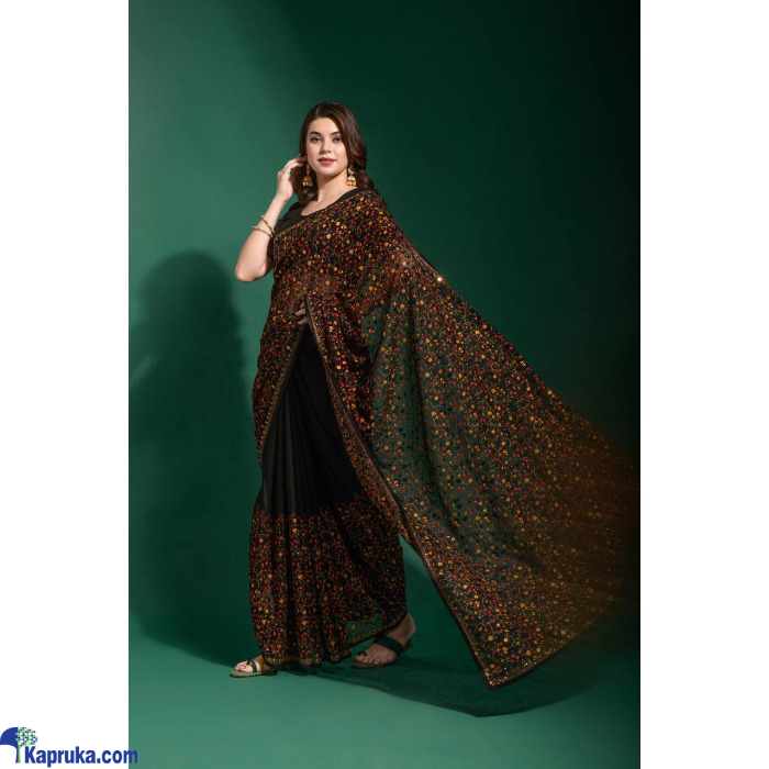 Blooming Saree With Multi Colour Embroidery Work With Heavy Diamond Stone Work Online at Kapruka | Product# EF_PC_CLOT0V154POD00380
