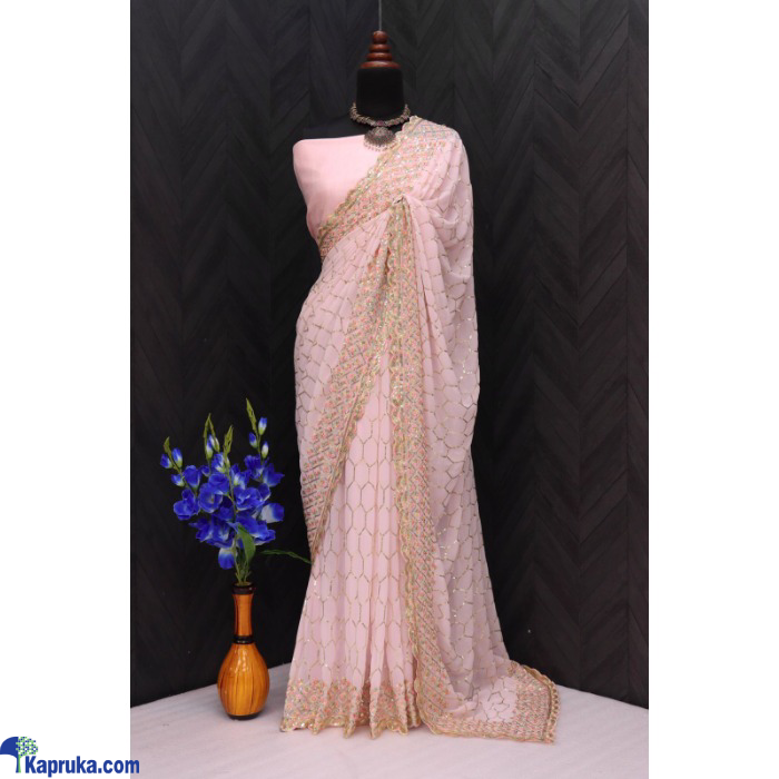 3 Mm Sequence Work And Multicolor Thread Work With Cut Work Border Saree Online at Kapruka | Product# EF_PC_CLOT0V154POD00382