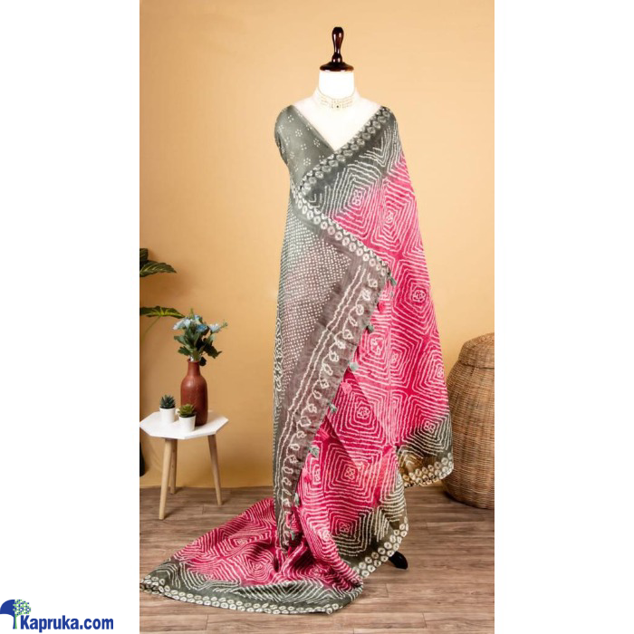Soft Linen Cotton Sarees With Bandhani Conceptual Body Online at Kapruka | Product# EF_PC_CLOT0V154POD00383
