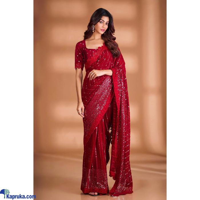 Georgette With Beautiful Heavy 7mm Sequence Embroidery Work C- Pallu Saree Online at Kapruka | Product# EF_PC_CLOT0V154POD00411