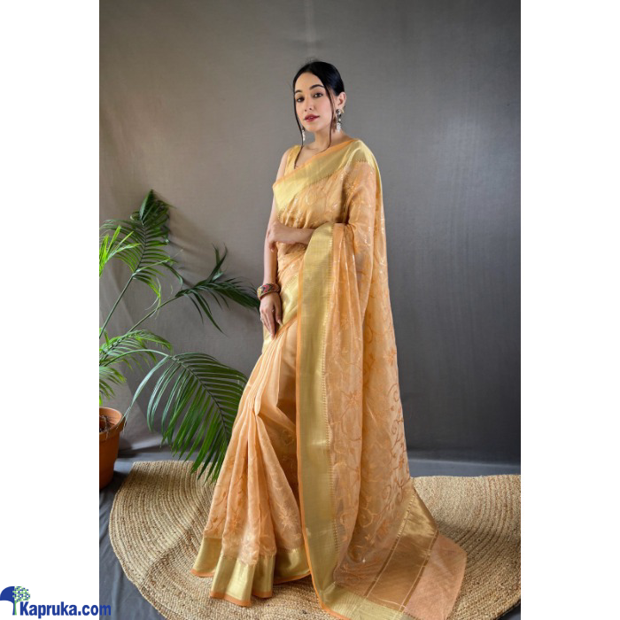 Tissue With Golden Weaving Border Saree Online at Kapruka | Product# EF_PC_CLOT0V154POD00418