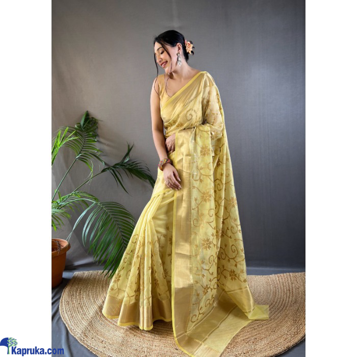 Tissue With Golden Weaving Border Saree Online at Kapruka | Product# EF_PC_CLOT0V154POD00420
