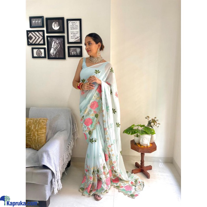 Floral Seqwanceuins & Multi Colour Embroidery Saree Online at Kapruka | Product# EF_PC_CLOT0V154POD00466
