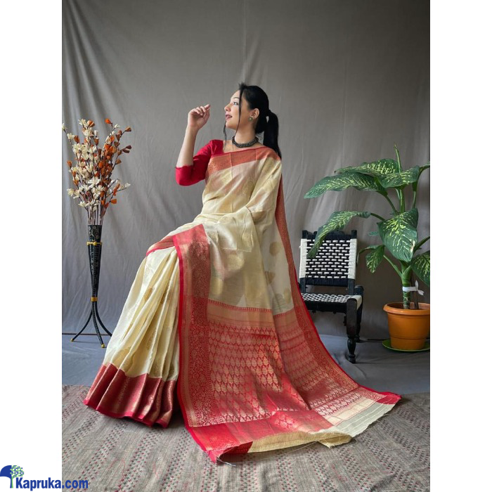 Original Linen Saree With Chap Border Online at Kapruka | Product# EF_PC_CLOT0V154POD00478