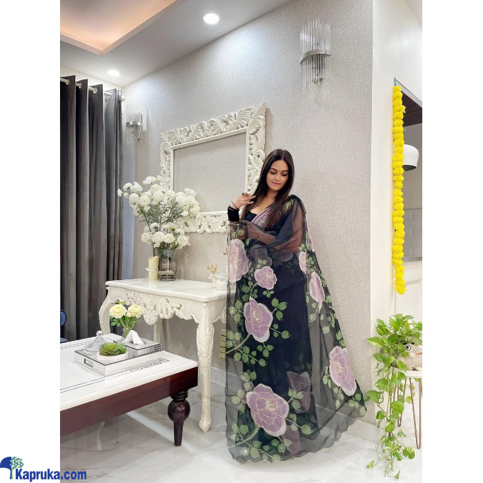 Pure Soft Organza Silk Saree With Beautiful Floral Prints Online at Kapruka | Product# EF_PC_CLOT0V154POD00549