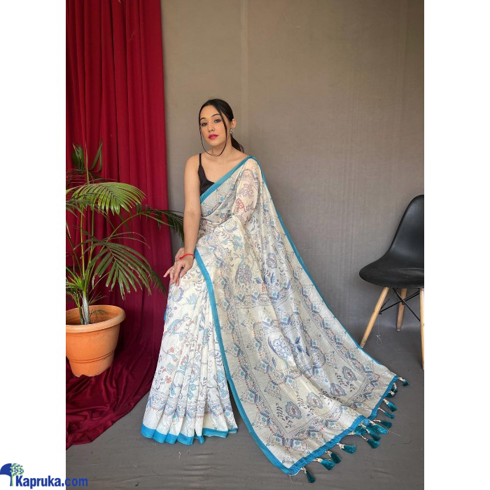 Pure Malai Cotton Saree With Katha Prints Online at Kapruka | Product# EF_PC_CLOT0V154POD00555