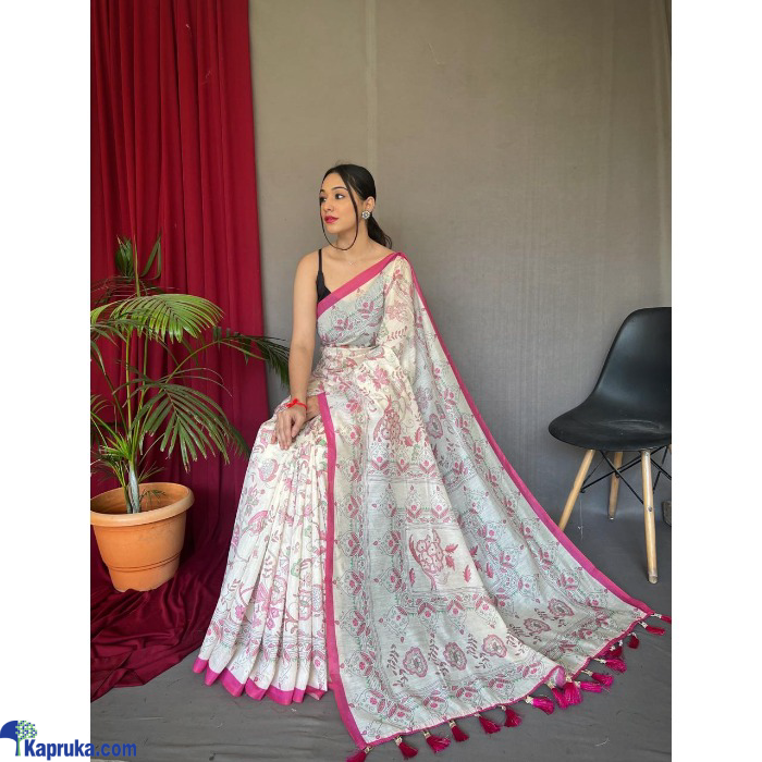 Pure Malai Cotton Saree With Katha Prints Online at Kapruka | Product# EF_PC_CLOT0V154POD00556