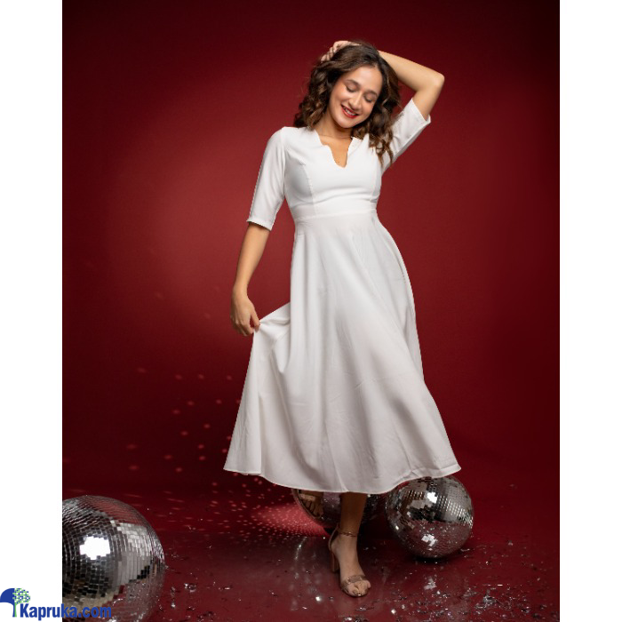 Mistletoe Flared Midi Dress - White Online at Kapruka | Product# EF_PC_CLOT0V160POD00096