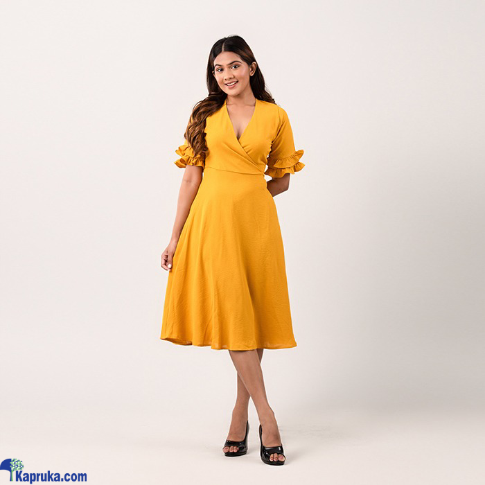 Golden Elegance Sleeve Frills Dress Online at Kapruka | Product# EF_PC_CLOT0V165P00001