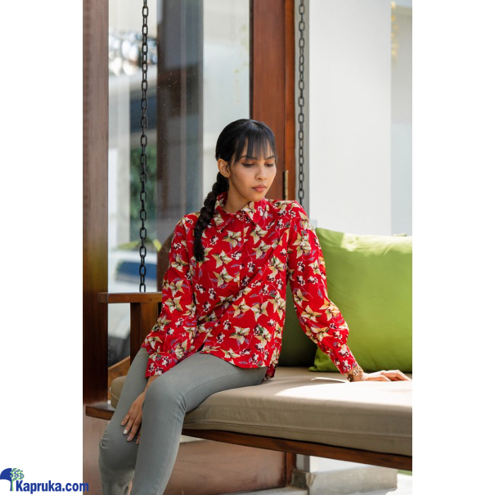 Floral Print Front Button Shirt Blouse - Red Online at Kapruka | Product# EF_PC_CLOT0V170POD00056