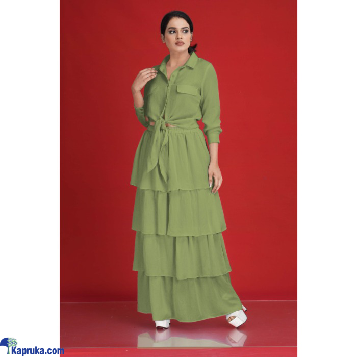 Green Cotton Silk Tiered Skirt Online at Kapruka | Product# EF_PC_CLOT0V46POD00118