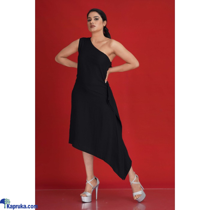 Black Cotton Silk One Shoulder Poncho Dress Online at Kapruka | Product# EF_PC_CLOT0V46POD00122