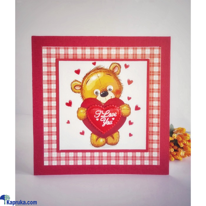 I Love You (red Heart) Teddy (red) - Handmade Greeting Card Online at Kapruka | Product# EF_PC_GREE0V699P00047