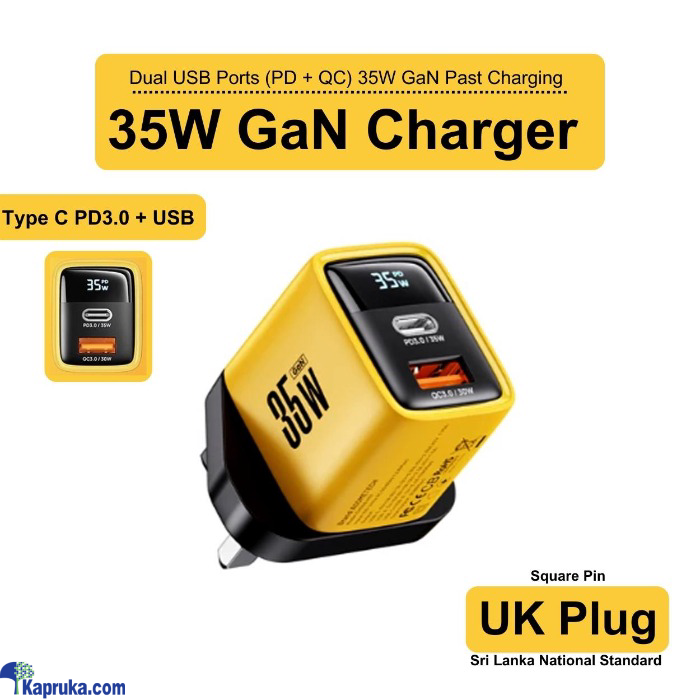 USB C Charger 35W Gan Fast Charge Charger LCD Dual Port Phone Charger Iphone 14 Pro Above All Smart Online at Kapruka | Product# EF_PC_ELEC0V669P00007